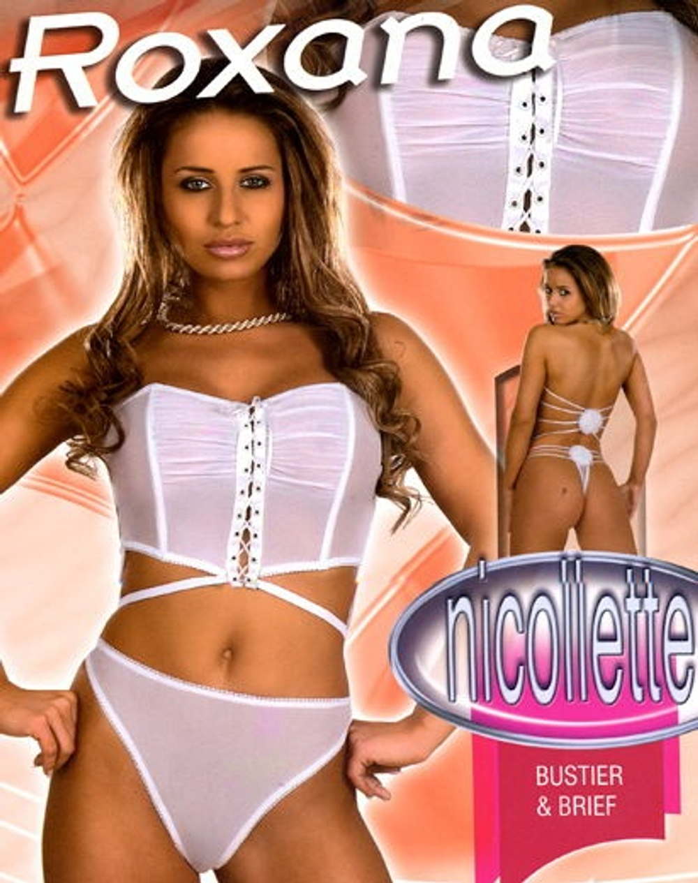 Комплект Nicollette: топ на шнуровке и трусики-стринг (Размер: XL) (Цвет: белый)