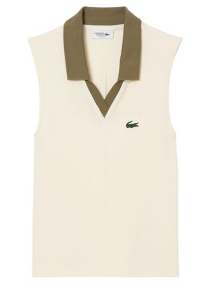 Женское поло Lacoste Sleeveless Stretch Knit - white/khaki green