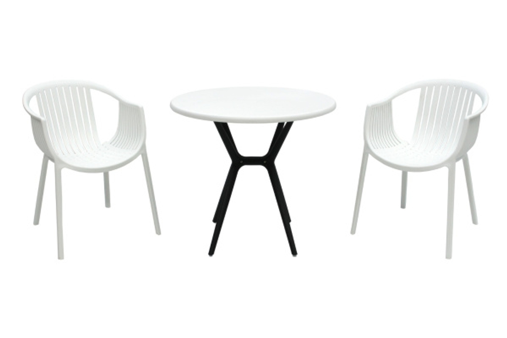 Набор мебели ЭСКАЛЕЙТ  арт.PP0004WPб+PP9901WRбч белый, черный,  (2стула ЭСКАЛЕЙТ бел+стол ТЕОРИ бел черн ножками)