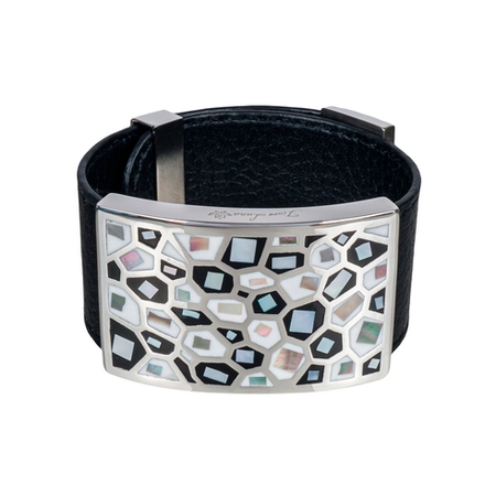 Браслет Fiore Luna на кожаном черном ремешке CB00992-5 BW