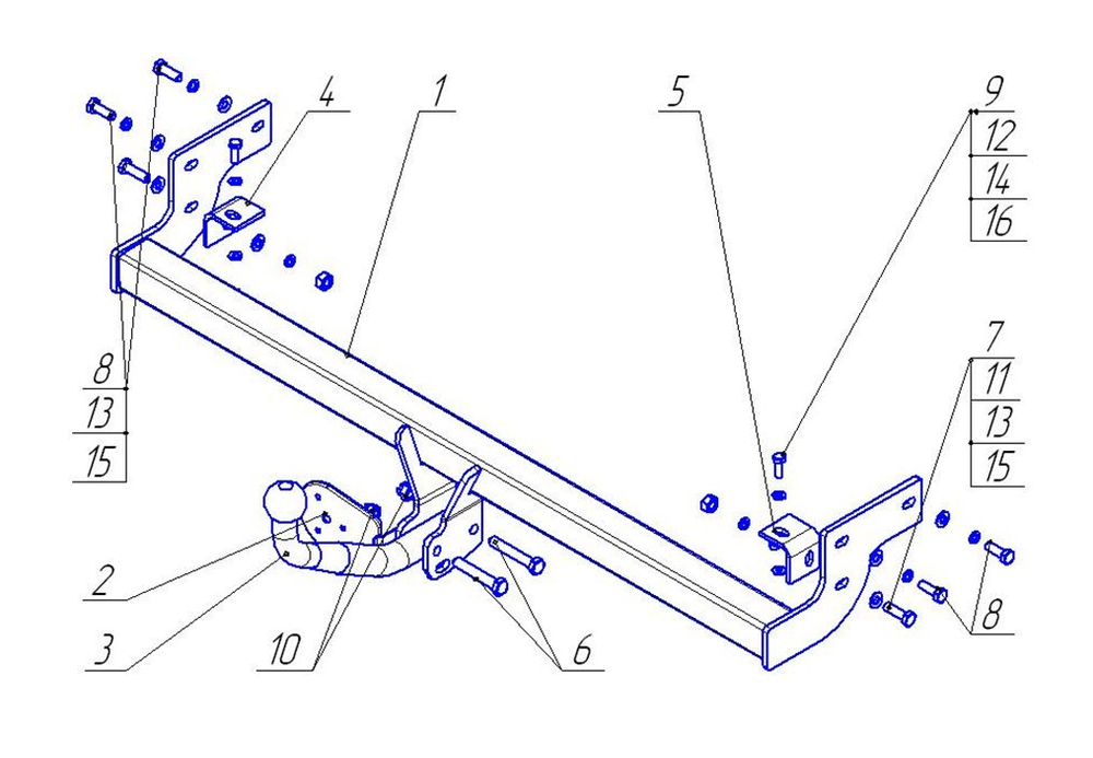 Фаркоп для Hyundai Elantra седан 2006-2012 Тип шара: A. Нагрузки: 750/50 кг, HY 20