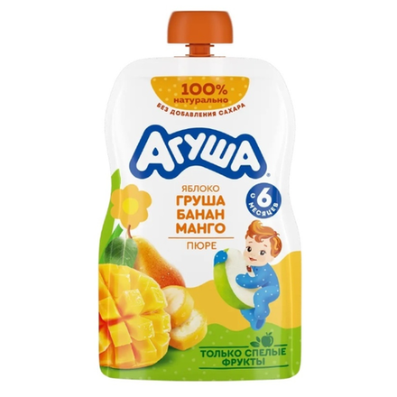 Пюре Агуша Яблоко-манго-банан 90 гр пауч