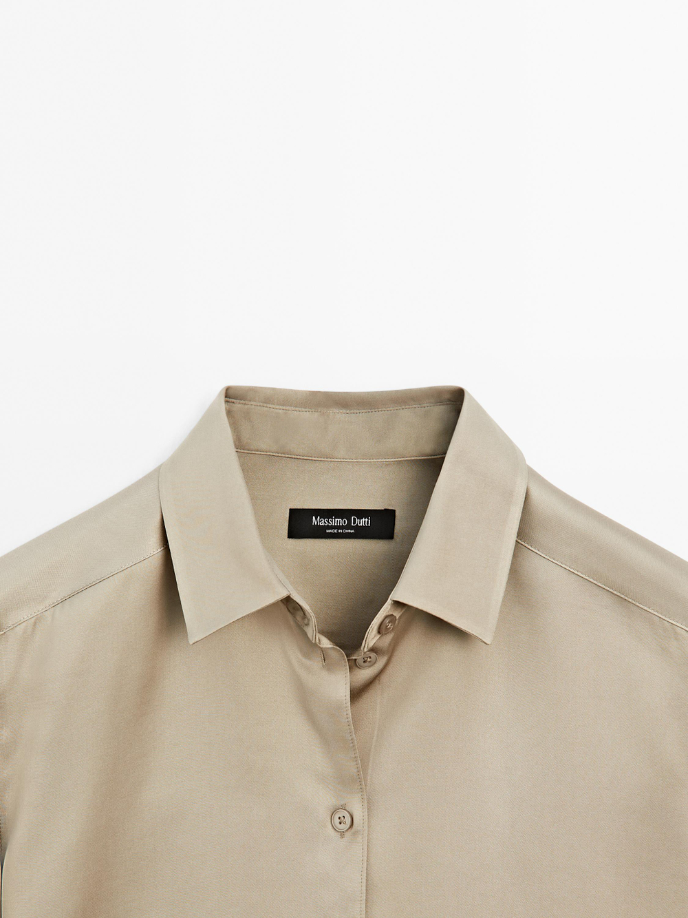 Massimo Dutti Струящаяся атласная рубашка, бежевый