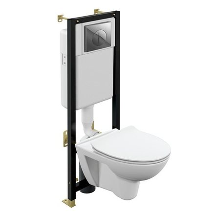 Комплект PARVA CO DPL EO slim инсталляция BLACK кнопка LEON пластик хром глянцевый