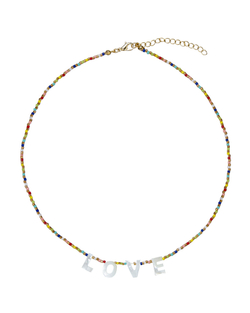 Колье-бисер разноцветный, LOVE