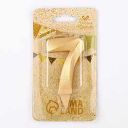 Свеча цифра "7" , золото, 6,5 см