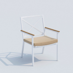 Обеденная группа Ideal Patio ТЕЛЛА  ФЕСТА  каркас белый, стол тик 180, ткань бежевая