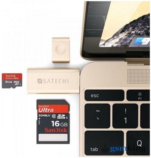 Satechi Aluminum Card Reader (Type-C to Micro and SD Card) Gold ST-TCUCG