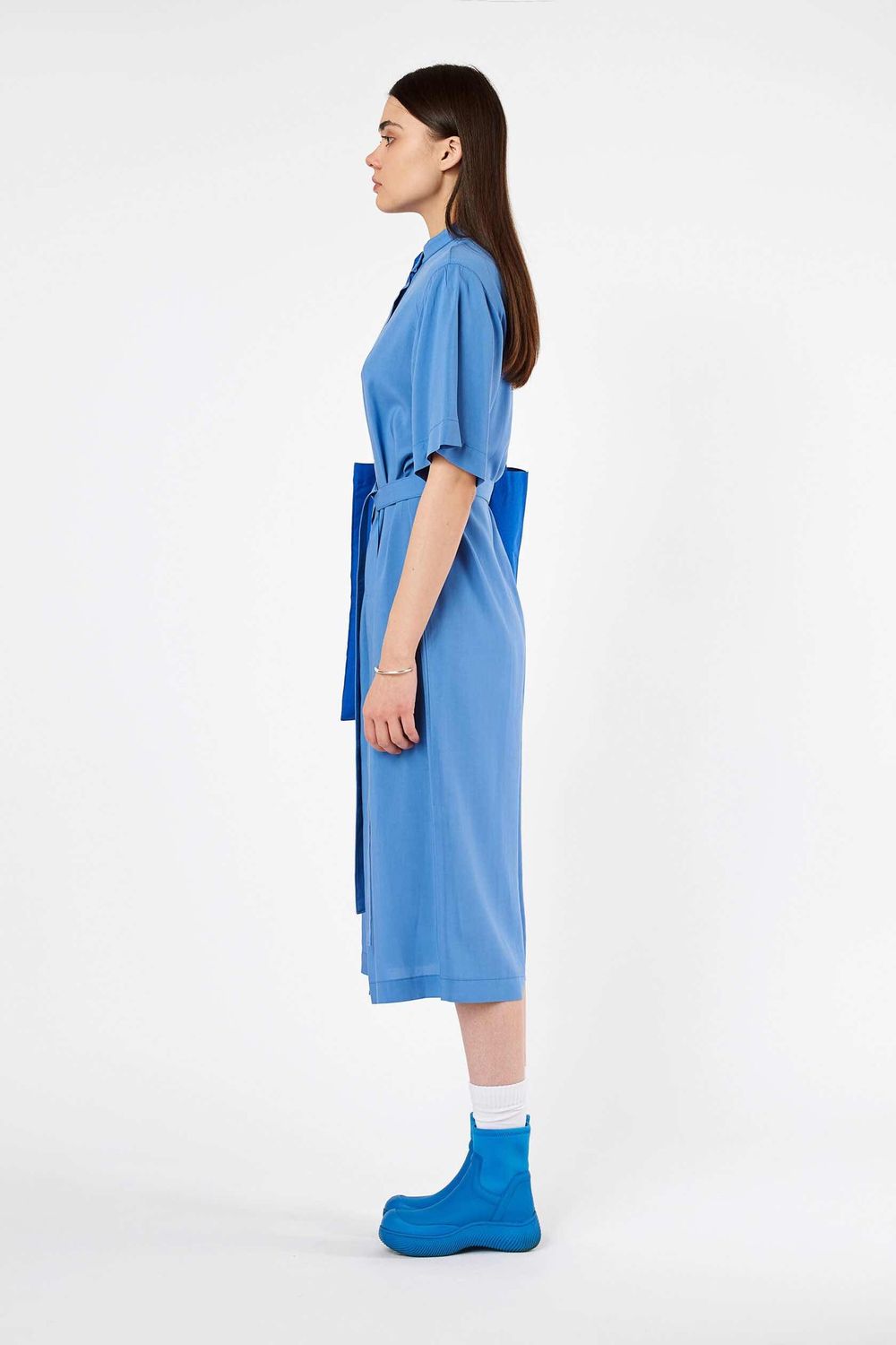 Платье Рубашка FOS Вискоза Синее