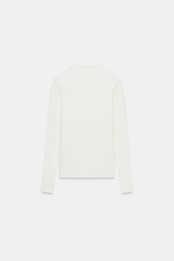 ZARA ФУТБОЛКА С ВЫСОКИМ ВОРОТНИКОМ, ЖЕЛТОВАТО-БЕЛЫЙ