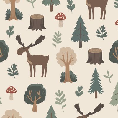 Лось в лесу, в скандинавском стиле