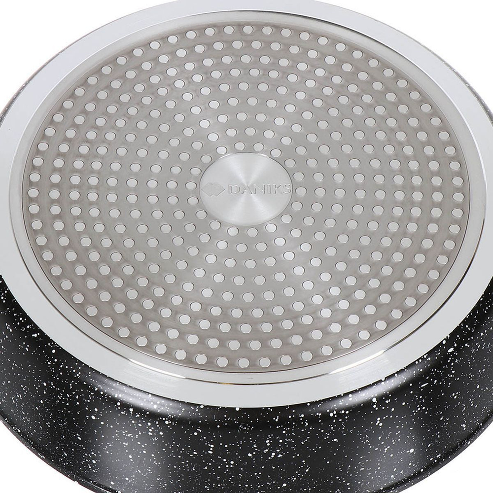 Сковорода алюминий, 26 см, антиприг, Daniks, Олимп Гранит, чер, DFP-26-BLM-IND, индукц