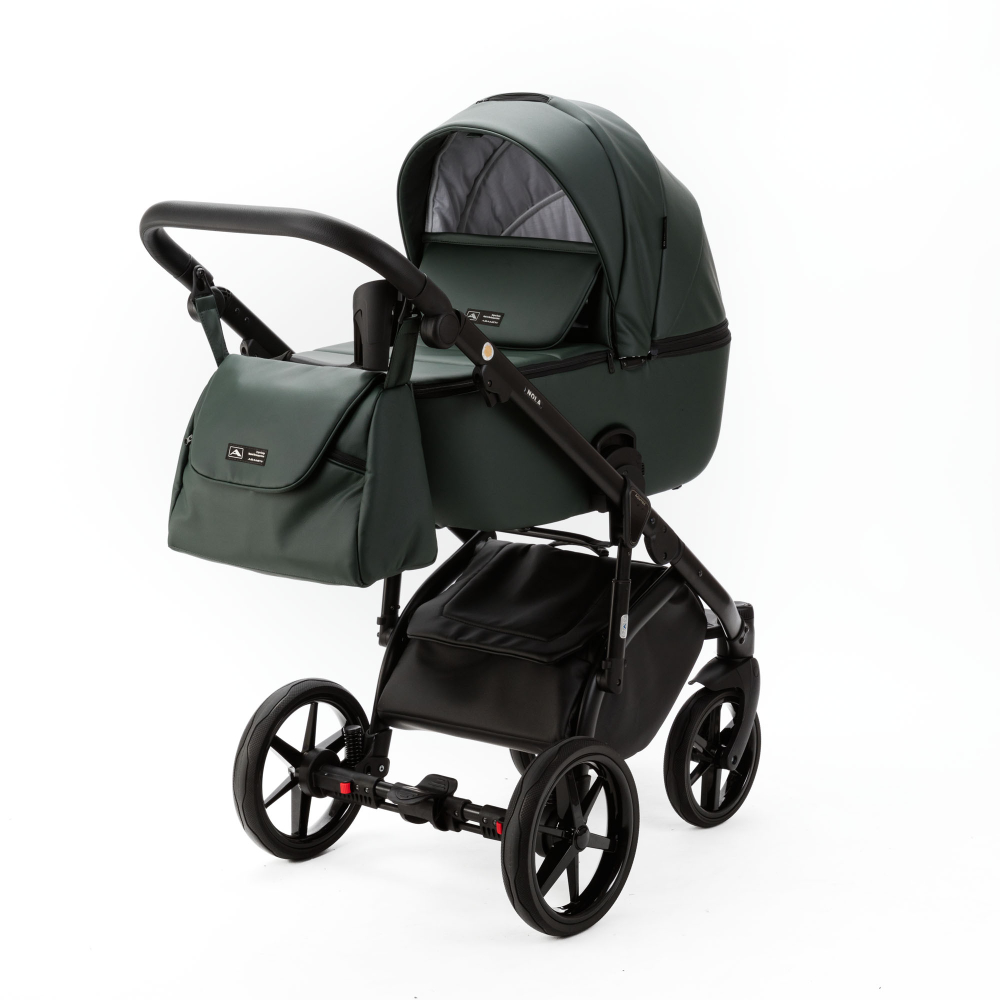 Детская универсальная коляска Adamex NOLA Deluxe 2 в 1 N-SA29 (Темно-зеленая экокожа)