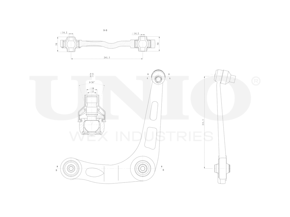 Рычаг подвески поперечный передний нижний левый UNIO SSP-40051