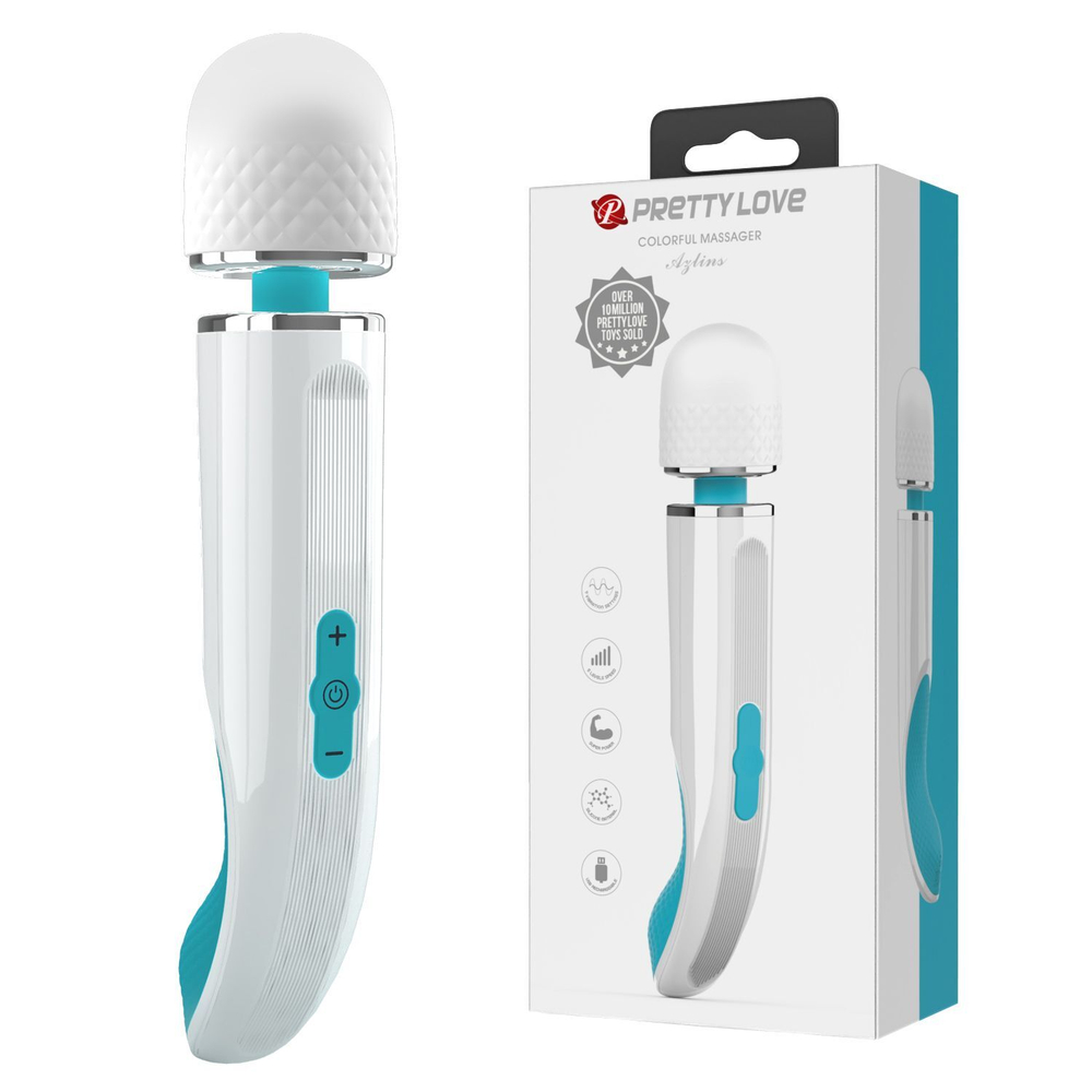 Белый wand-вибратор Azlins - 24 см. (Цвет: белый)