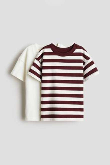 H&M Набор из 2 футболок из хлопка, белый/красный