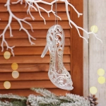 Подвеска «Туфелька королевы» 8*5*10 см, Белый/Золотой блеск