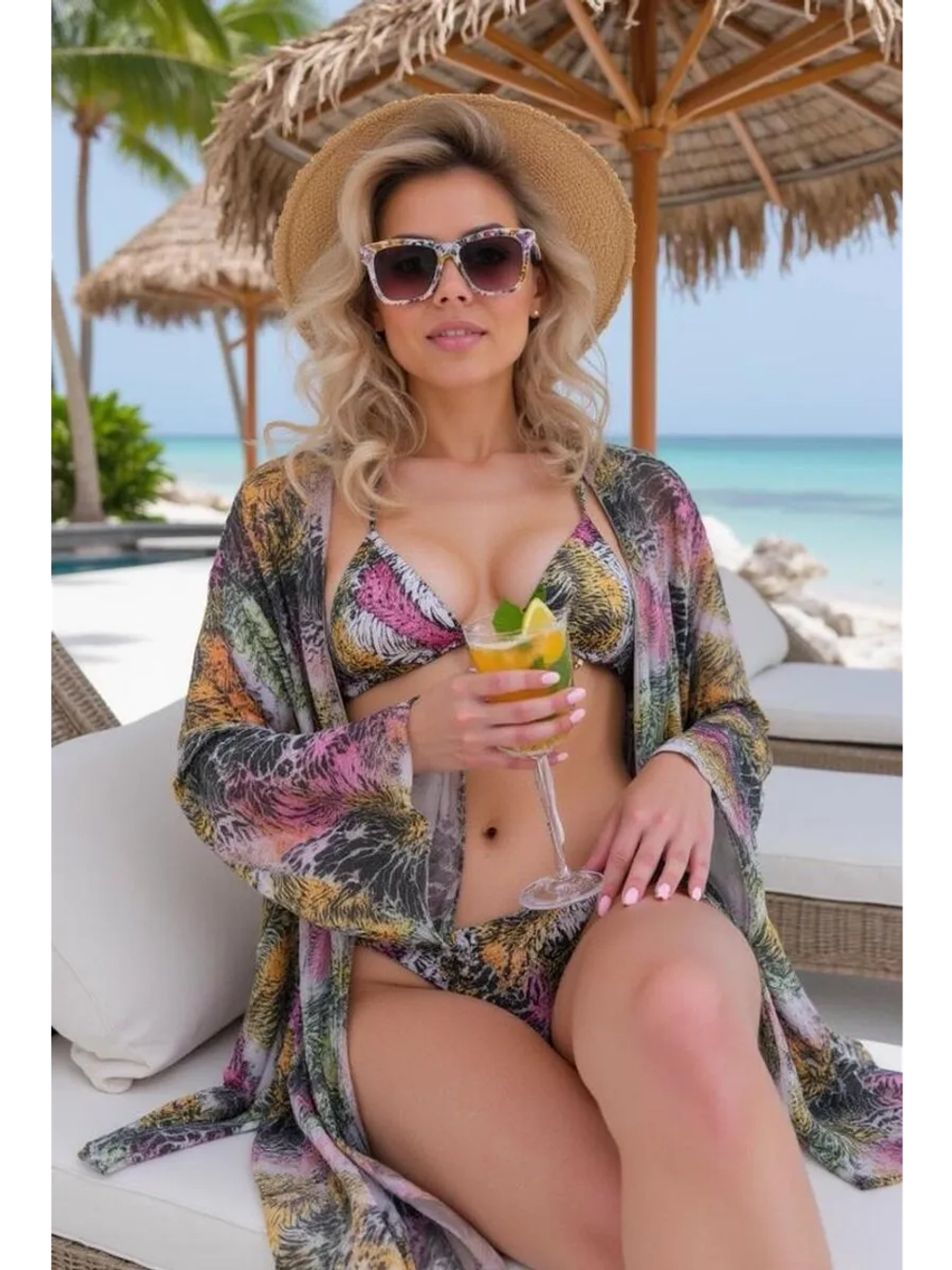 Купальник раздельный бикини с накидкой завязки