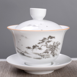 268031.3 Гайвань ГОРНЫЙ САД "Горы и реки" h=8,5см, d=10см, 180мл, фарфор гл.белый