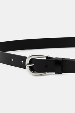 ZARA КОЖАНЫЙ РЕМЕНЬ С МНОЖЕСТВОМ ПРЯЖЕК, ЧЕРНЫЙ