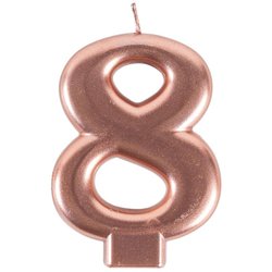 Свечи-цифры "Розовое золото металлик" 8 см (от 0 до 9)