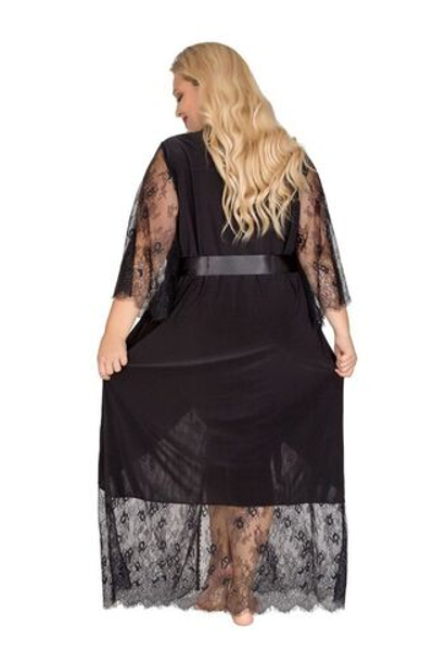 Длинный пеньюар из эластичной микрофибры (Размер: 4X) (Цвет: черный)