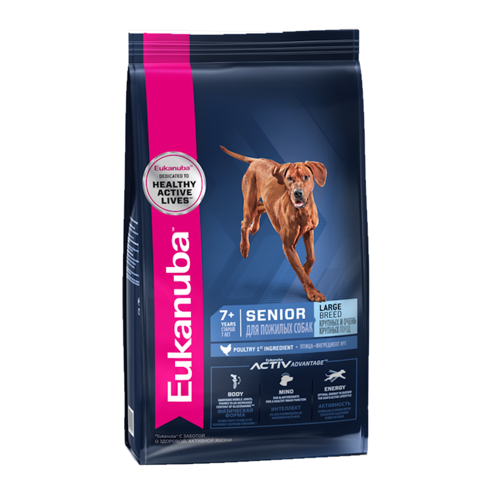 Сухой корм Eukanuba Senior Large Breed 7+ Years для пожилых собак крупных и очень крупных пород с птицей