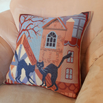 Наволочка гобеленовая декоративная для интерьерной подушки Кошачья жизнь - Осень 45х45