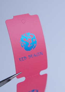 Малиновые бирки. Печать синей фольгой.