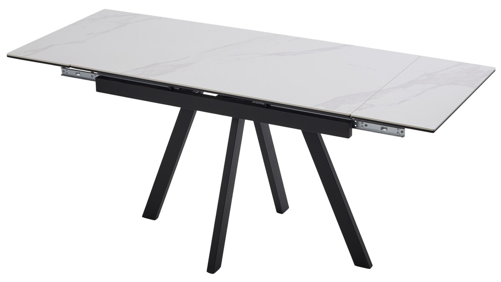 Стол НЕО-2 115 MATTE БЕЛЫЙ МРАМОР, керамика / Черный каркас, М-City