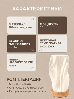 Светильник прикроватный на тумбочку Mime, лампа прикроватная в спальню