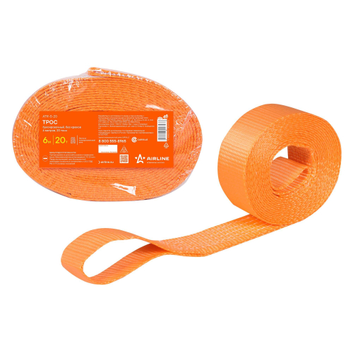 Трос буксировочный лента 20 т 6 м петля Airline