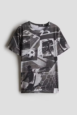 H&M Хлопковая футболка с принтом, серый