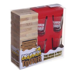 GAEM Игра настольная (питейная) "Башня" со стопками, L19 W7 H20 см