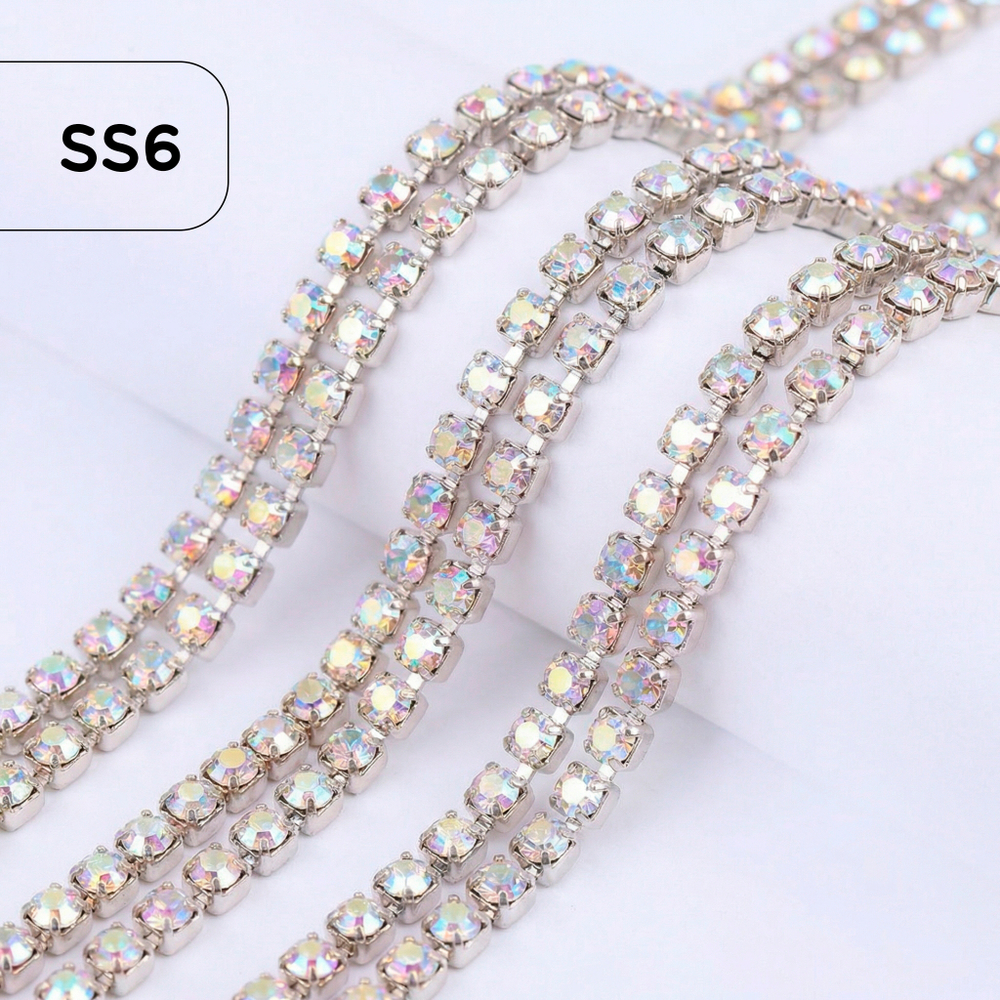 Цепочка со стразами Crystal AB Silver