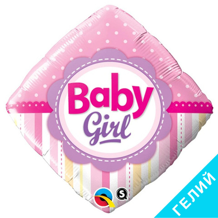 Шар Ромб 18" Baby girl Горошек, с гелием #14400-HF1