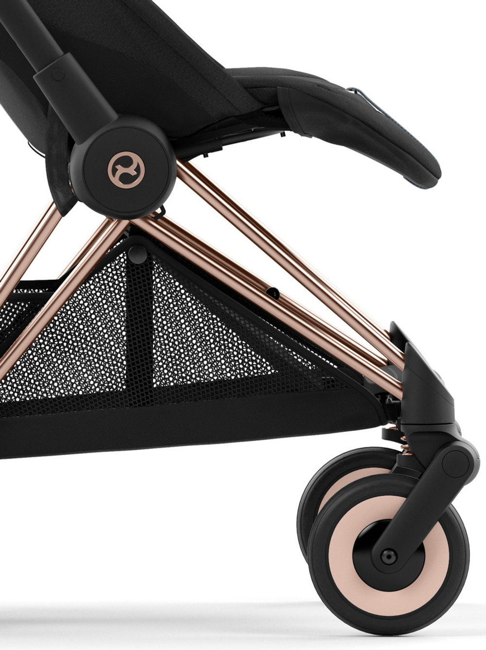 Коляска Cybex Coya Rosegold Frame Cloud G i-Size Fog Grey Sepia Black с дождевиком и бампером