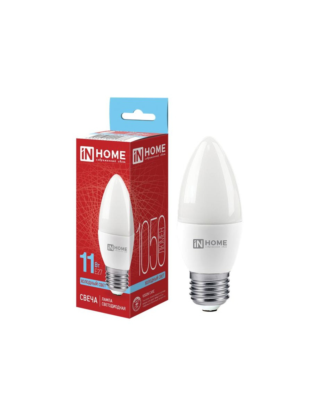 Лампа светодиодная LED-СВЕЧА-VC 11Вт свеча 6500К холод. бел. E27 1050лм 230В IN HOME 4690612024868