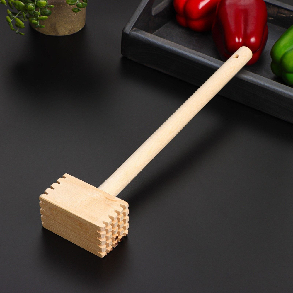 Молоток для мяса Доляна «Берёзовый», ручка 37 см, молоток 45×45×80 мм