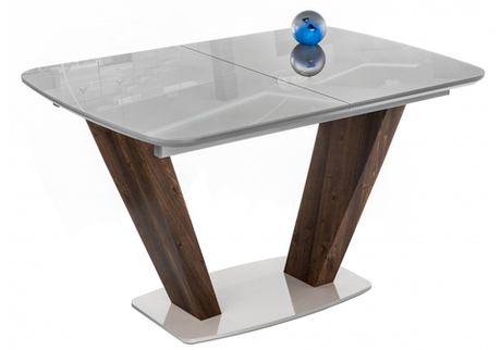 Стол стеклянный Woodville Петир серый, орех кантри