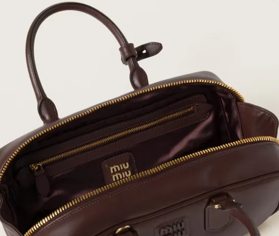 Кожаная сумка Miu Miu Arcadie тёмно-коричневый