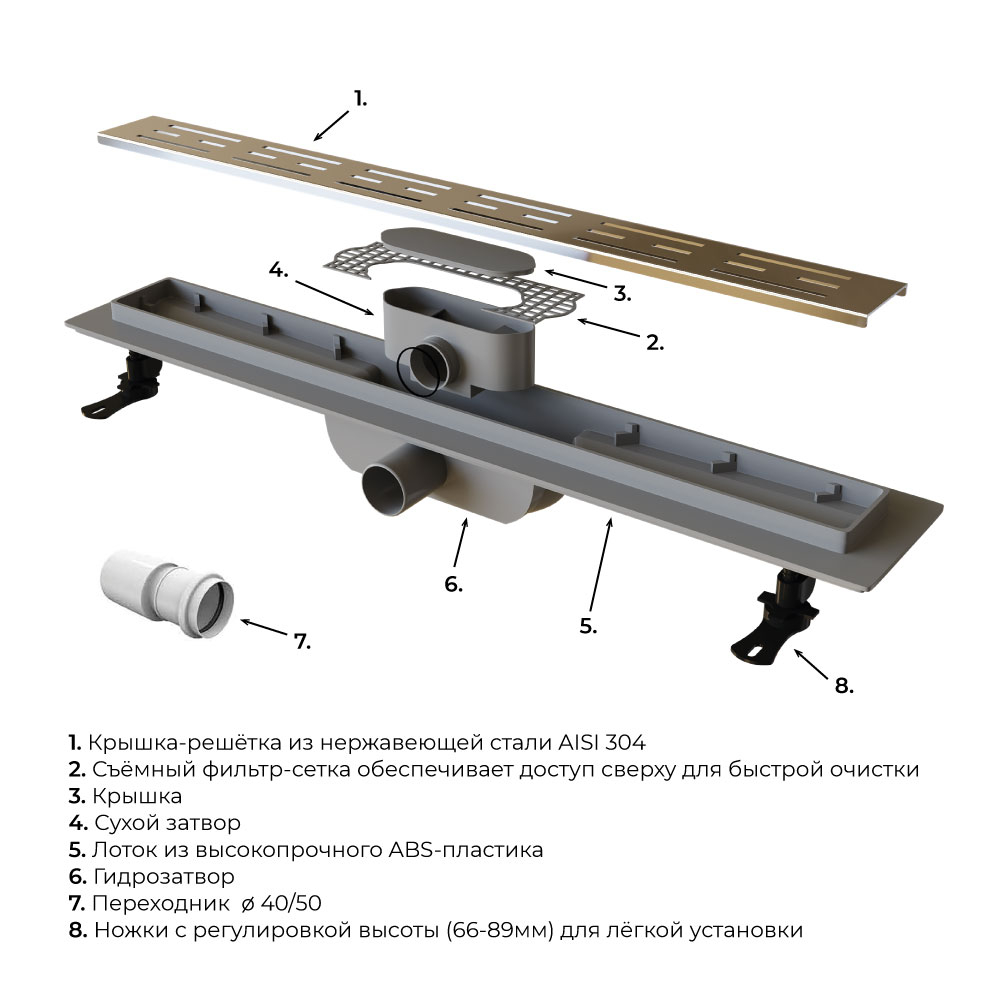 Душевой лоток Drain Leo-10 (600)