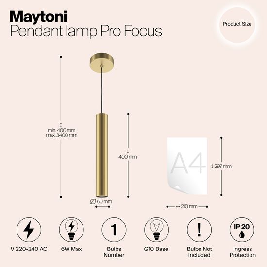 Подвесной светильник Maytoni MOD161PL-01G1