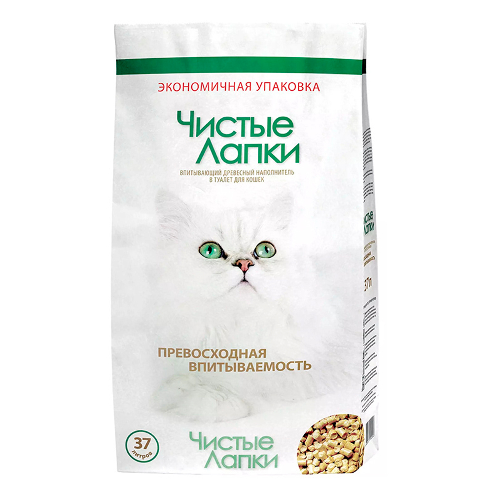 Чистые лапки древесный 37 л 13,5 кг