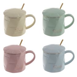 GAEM Кружка с крышкой и ложкой, 400 мл, L13 W9,5 H9,5 см, 4в.