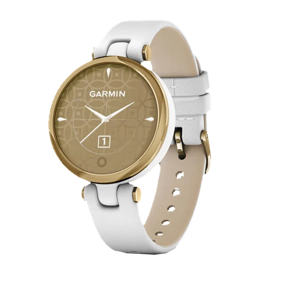 Умные часы Garmin Lily светло-золотистый безель, белый корпус и итальянский кожаный ремешок