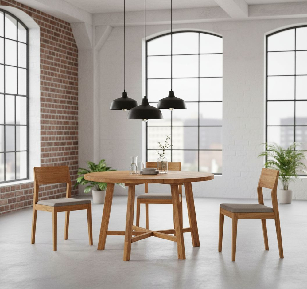 Стол кухонный, 100х100х74, Таула, обеденный, круглый, из массива дуба, придиванный стол в гостиную, MAKOSA