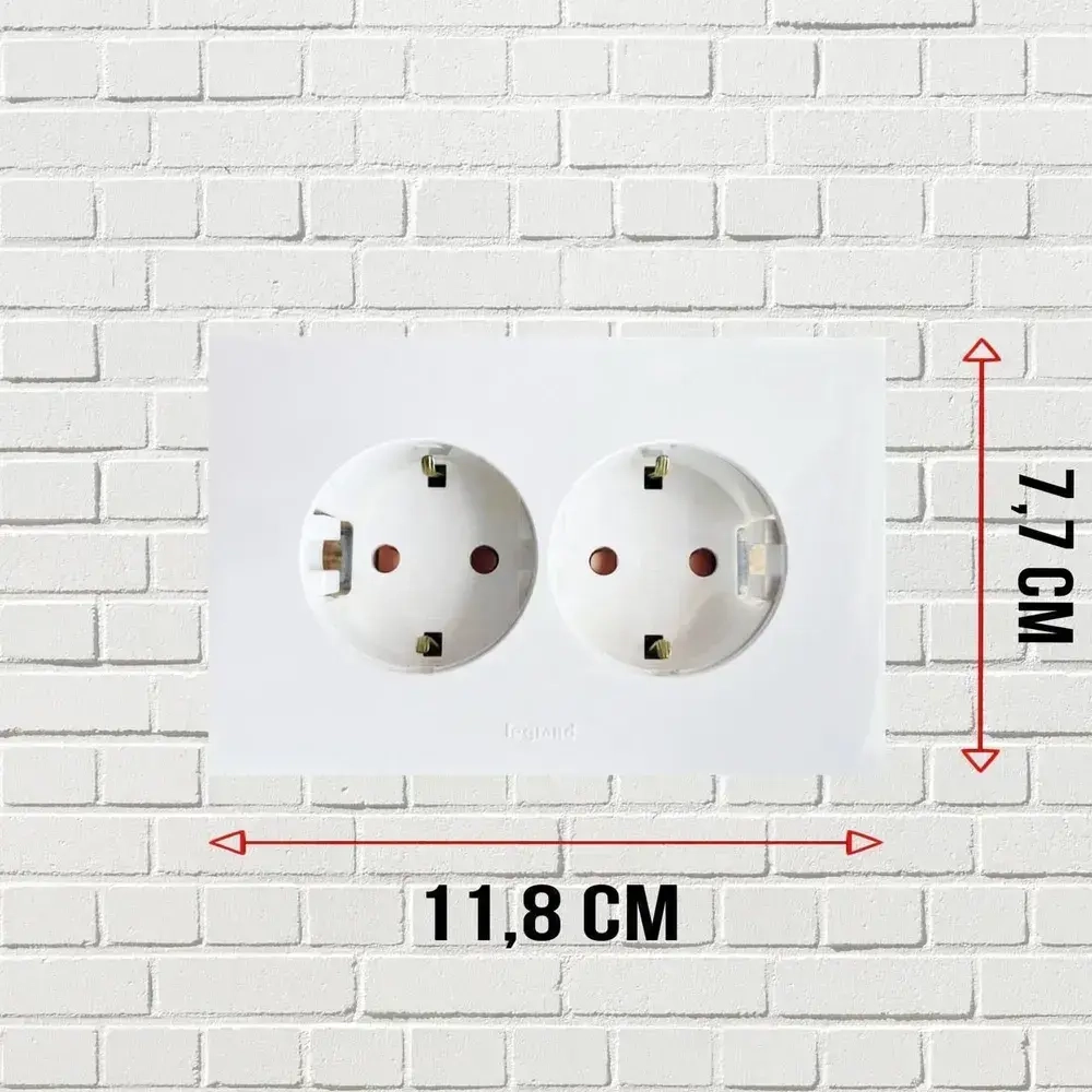 Розетка двойная Legrand Anam с заземлением горизонтальная, в сборе