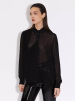 Блуза с воланом черная OLA OLA