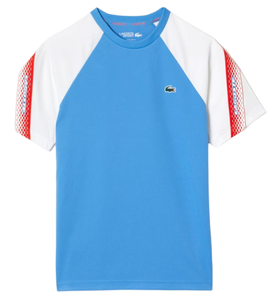 Футболка мужская теннисная Lacoste SPORT Regular Fit Logo Stripe T-shirt - blue